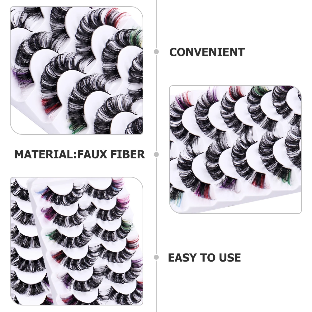 7 paires de faux cils colorés, grappes de cils bouclés pour maquillage de scène Cosplay, Extension de faux cils vibrants longue durée