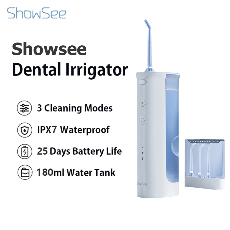 

ShowSee G2 Oral Irrigator Water Flosser Portable Dental Water Jet 180ML Water Tank Teeth Flosser Waterproof Teeth Cleaner