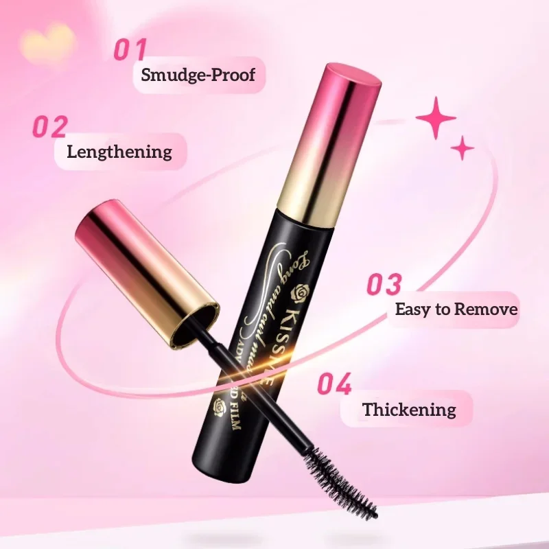 Kissme Mascara lang, lang, voluminös, langlebig, nicht selbst gefällig, wasserdicht, verdickt, Basis setzen, Make-up leicht zu entfernen