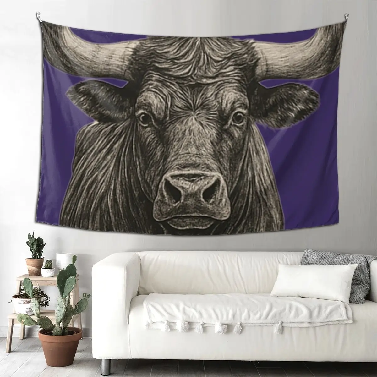 

Bull Powerful Farm Animal Art Tapestry Hippie Wall Hanging Aesthetic Home Decoration Tapestries for Living Room Bedroom Dorm