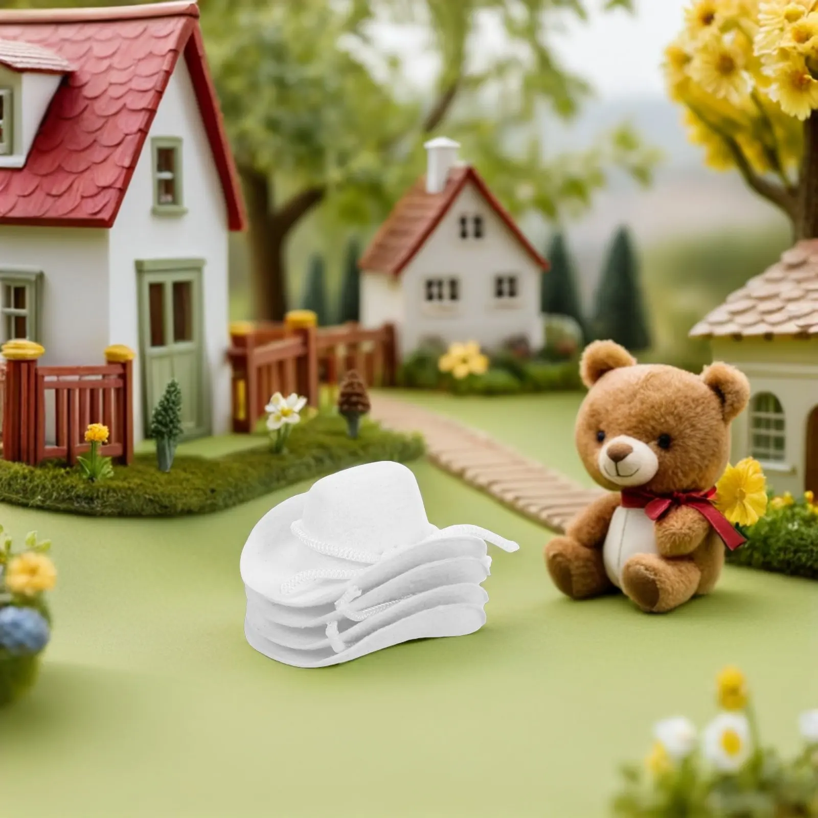 4 Piezas de Sombreros de Vaquero Blancos Pequeños, Mini Sombreros de Vaquera del Oeste para Figuras y Adornos