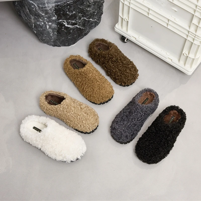 Women's Thick-Soled Fleece Slip-On Slippers for Winter
