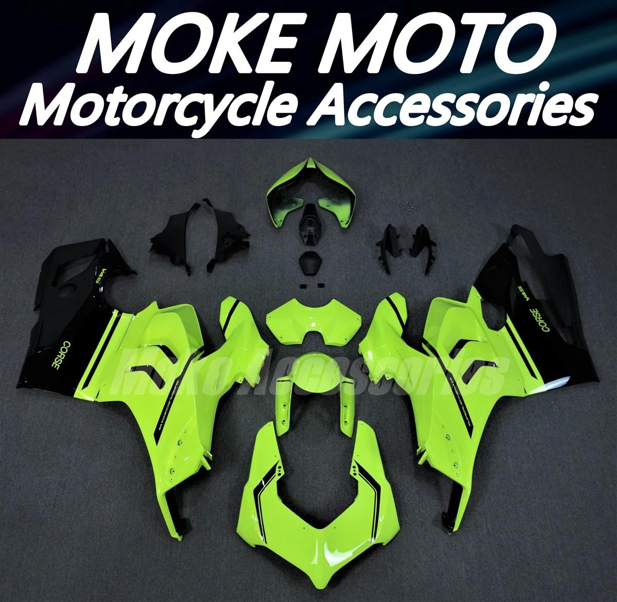 

Moke moto Fairings Kit Fit For Panigale v4s v4r 2020 2021 Bodywork Set Abs High Quality Injection Neon Fluorescence Black New