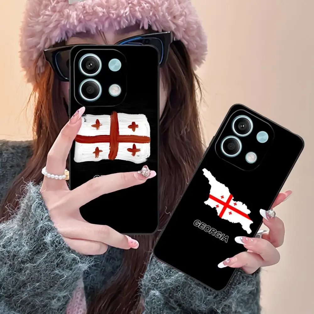 جورجيا العلم المحمول قضية الهاتف الخليوي ل Xiaomi Redmi ملاحظة 14 13 12 11 A5 3 2 1 برو زائد 4G 5G الطباعة الملونة واقية جميلة