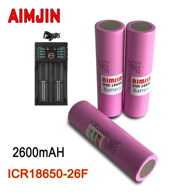 

ICR18650-26F Large Capacity Rechargeable Lithium Battery 3.7V 2600MAH Suitable for All Kinds of Electronic Products,With Charger