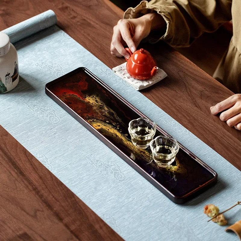 Resin solid wood tea tray, household dry bubble tray, kung fu tea set , heat insulation pad, dried fruit , coffee table.