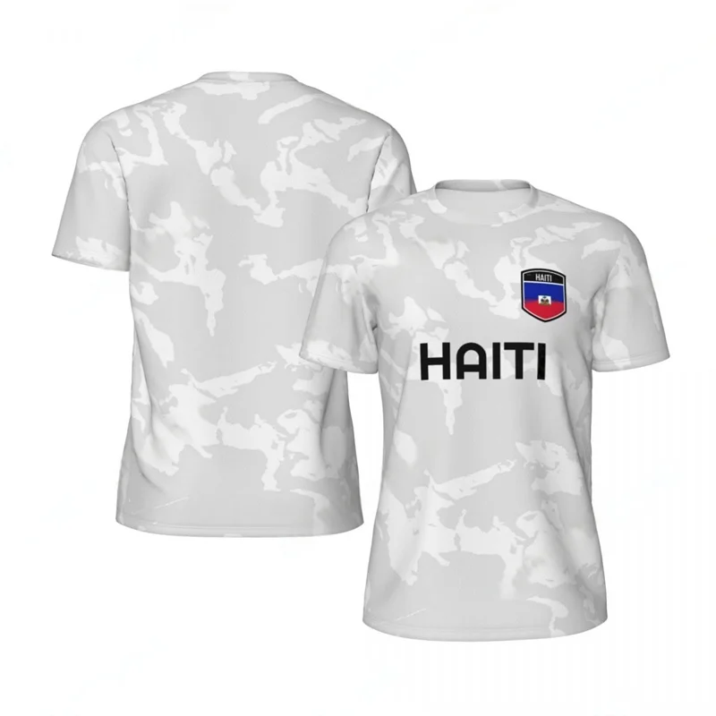 

Haiti Flag Football T-shirt Men 3D Print Haitian National Emblem Soccer Jersey Summer Short Sleeve Breathable Sports Tee Tops