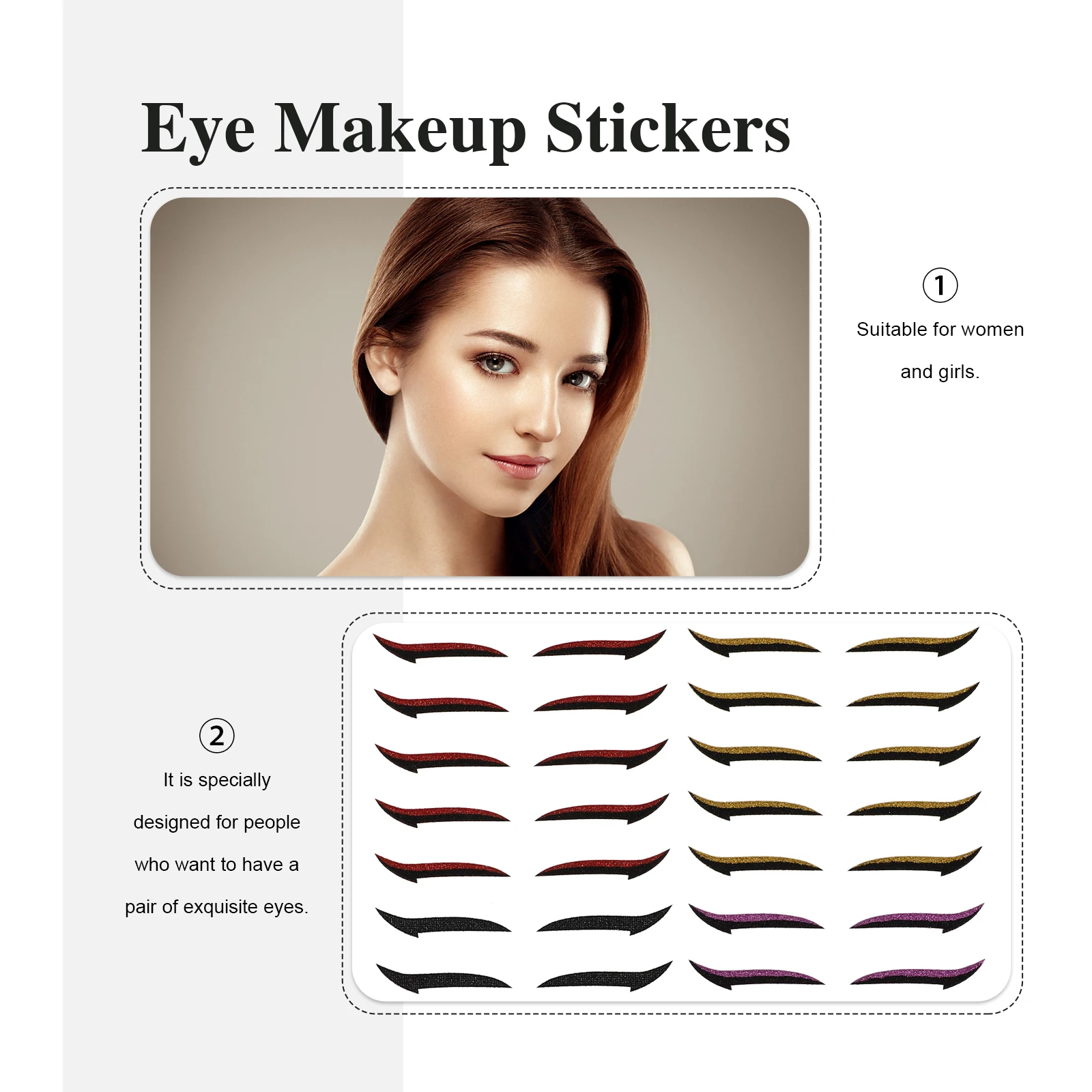 

20 Pairs Eyeliner Stickers Reusable Eyeshadow Tapes Double Eyelid Makeup Match Style Four Colors Wedding Dating