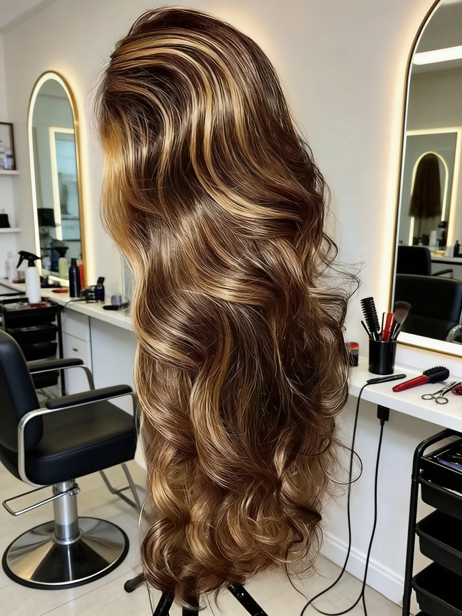 Perruque en cheveux humains ondulés P4/27 marron avec mèches, couleur blond miel, dentelle HD 13x4 pré-épilée, 30 pouces, pour femmes