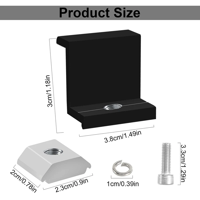 12 Pack Solar Module Holder End Clamp, End Clamp For Mounting Solar Panel, Side Clamp For PV Solar Module Fixings