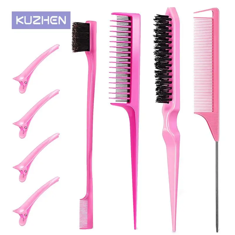 

1Set Hair Styling Comb Set Teasing Hair Brush Triple Teasing Comb Rat Tail Combs Edge Brush Hair Tail Tools Braid Tool Loop