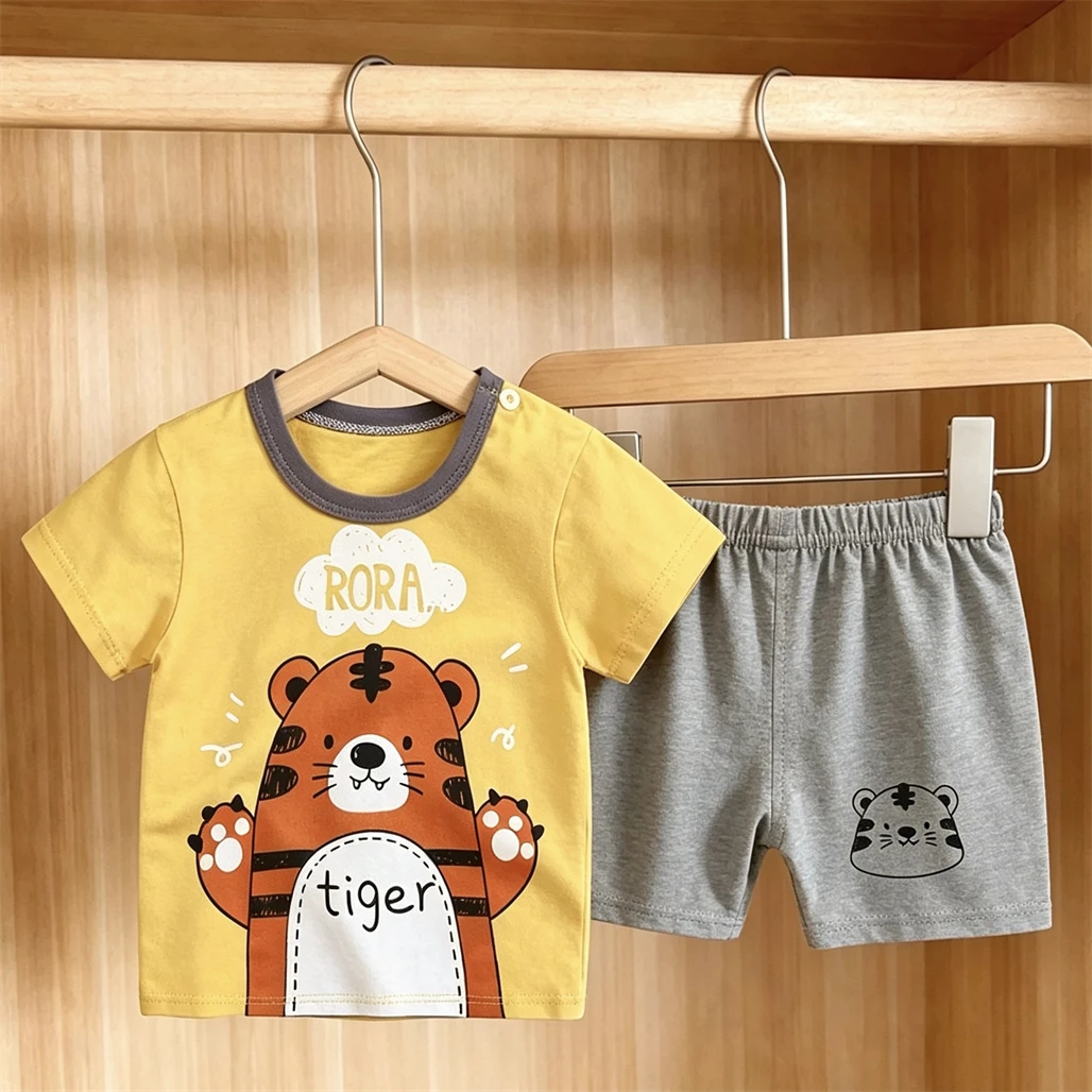 Baby Clothing Cartoon T-shirt+Shorts 2Piece Set Lovely Tees Simple Versatile Shorts Infant Printing Bottoming Shirt Tracksuits