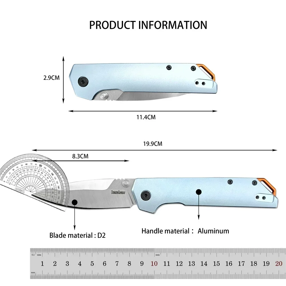 2038 Series Iridium Folding Knife D2 Blade Aluminum Handle Survival Hunting Rescue Pocket Knives Outdoor Camping Tools