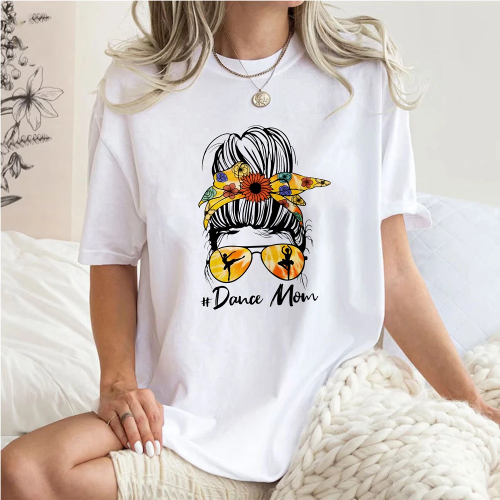 Dance Mom Messy Bun T-Shirt Dancing Ballerina Graphic Tee Ballerina Cotton Tees Western Streetwear Cowboy Boots Aesthetic Tops