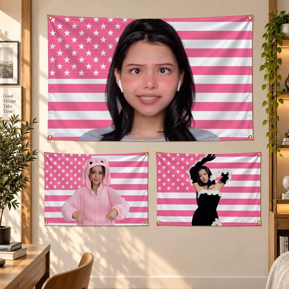 Creator Viral Popular B-Bella Poarch Flags Banner Decor for Bedroom,Garden,Party,Club,Gaming Room,Garage Fan Gift