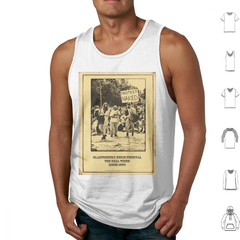 Glastonbury Festival Tank Tops Print Cotton Glastonbury Michael Eavis Concert Music Festival Pyramid Stage Rod Stewart