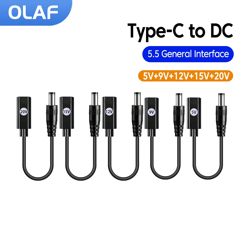 20CM Short USB C Power Boost Cable Type C To DC 5V/9V/12V/15V/20V Converter Cable for Laptop Desktop Computer Smartphone Tablet