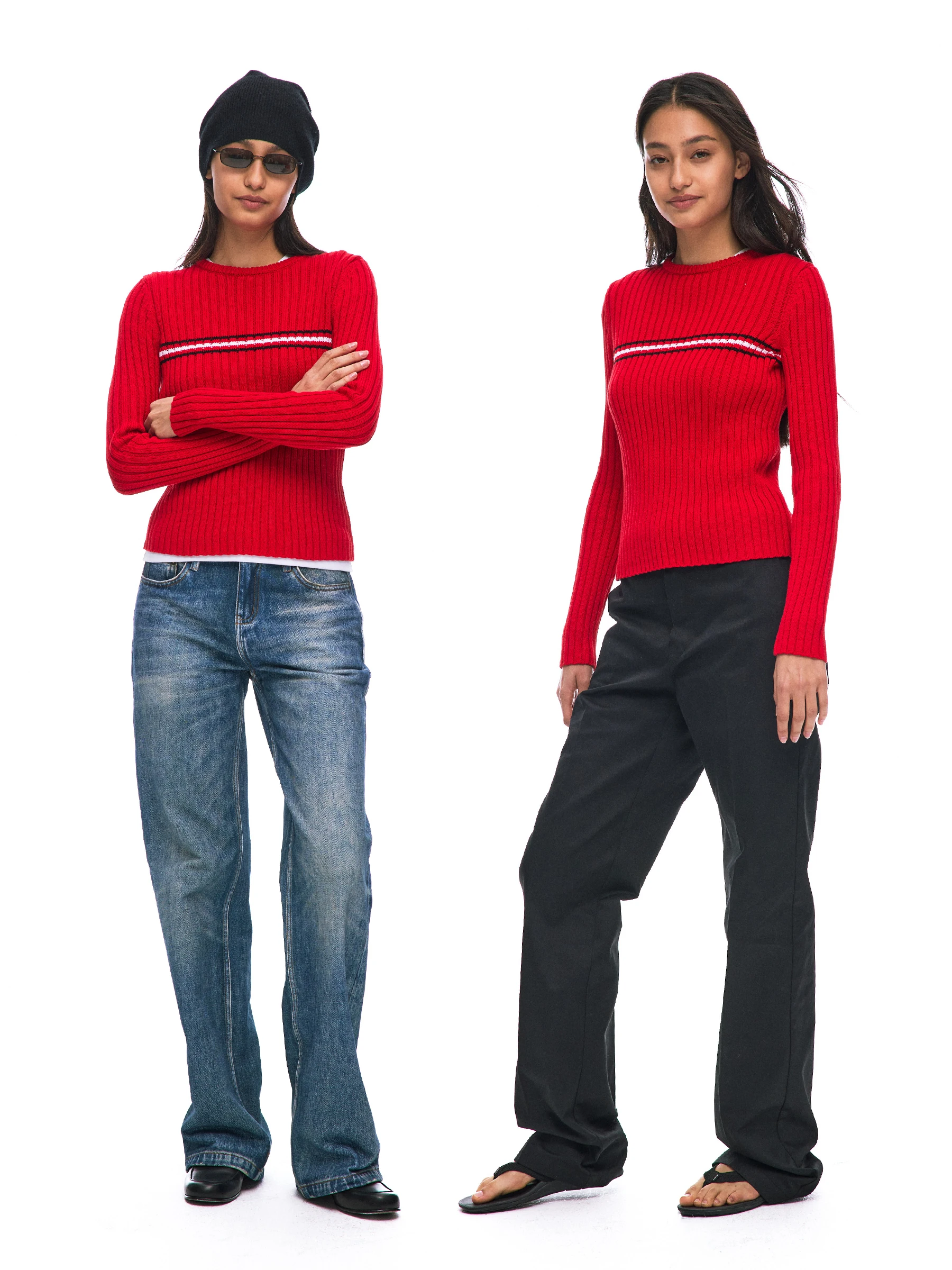 00% Cotton round Ne Sweater Women's Casual Sle Long Sve Stripe Pattern Color Blo oulder Fit Knitwear