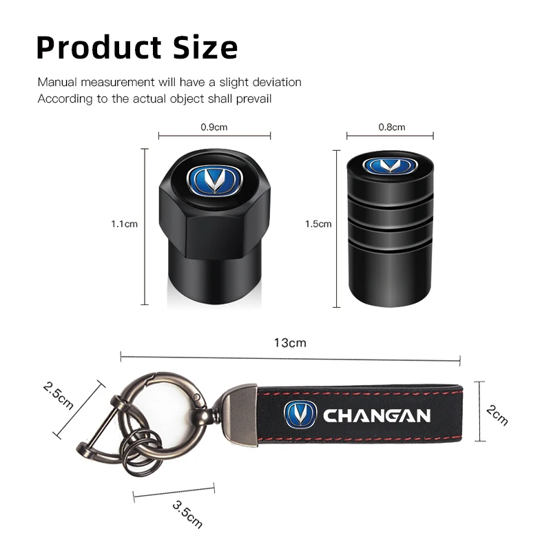 Changan Special Car Accessories Suede Key Ring + Tire Valve Caps Cover Fit CS75 CS35 Plus CS15 CS95 RAETON CX70 CS5 1/4/8Pcs