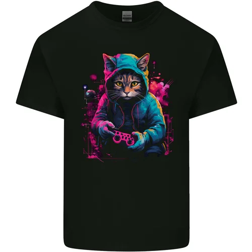 Gaming Cat Cool Gamer Video Games Mens Light Cotton T-Shirt