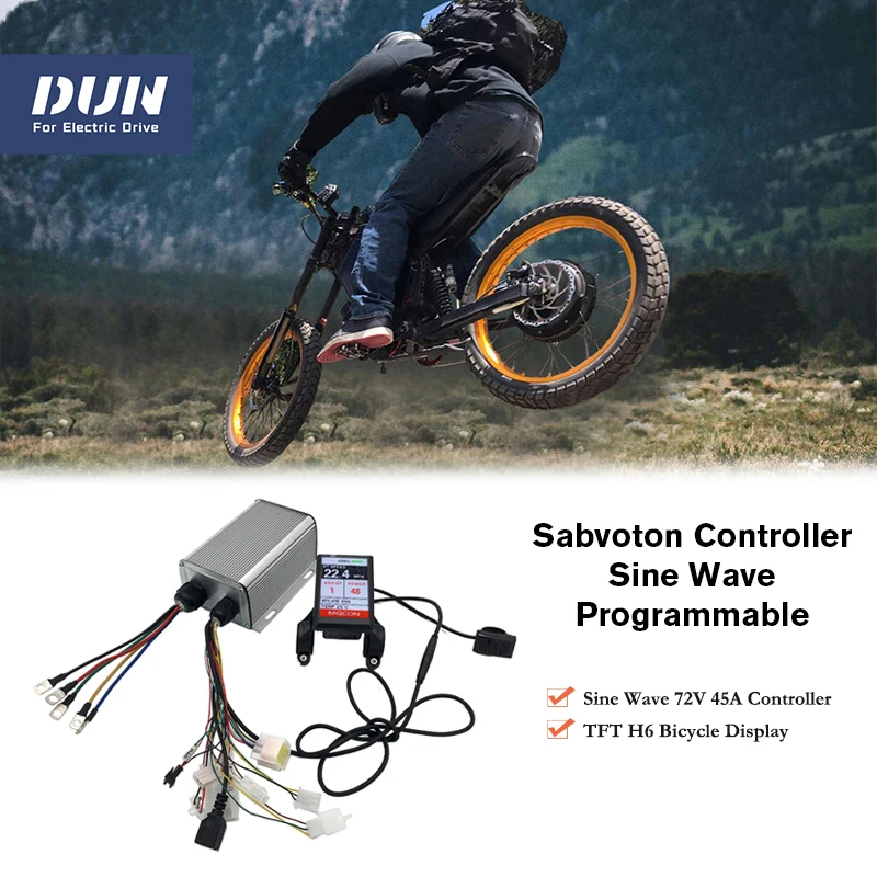

45A 72V with PAS Function SVMC7245 Sine Wave Controller H6 Colorful Display For 1kw Electric Bicycle Motor