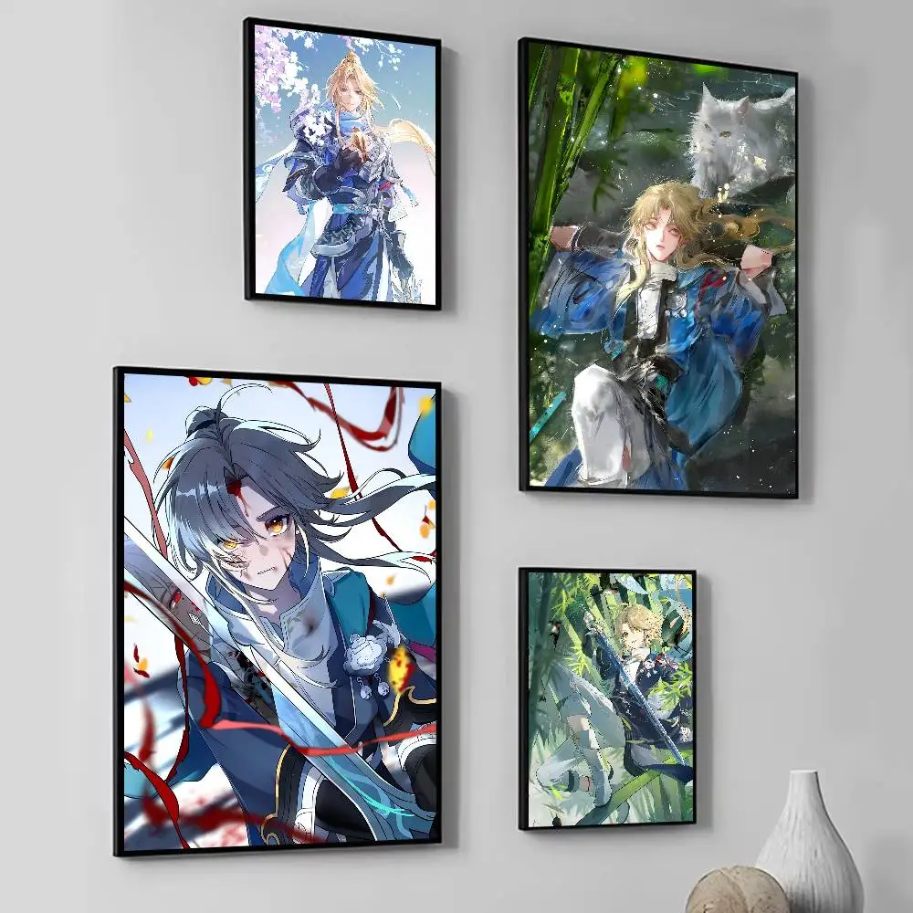 Game Honkai Star Rail Anime Cool Boy Yanqing Posters Self Adhesive Waterproof Ideal For Living Room Bedroom Bar Decoration