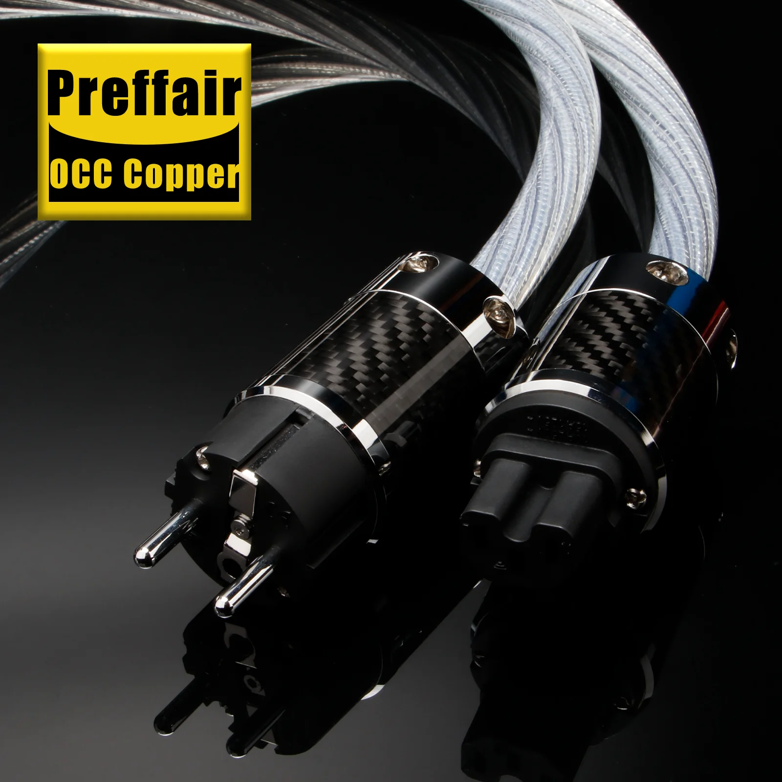 Preffair Hi-end OCC Silver Plated AC Power Cable HiFi Audio US/EU/AU Power Cord Silver Plated Power Cable for Amplifier Filter - view 6