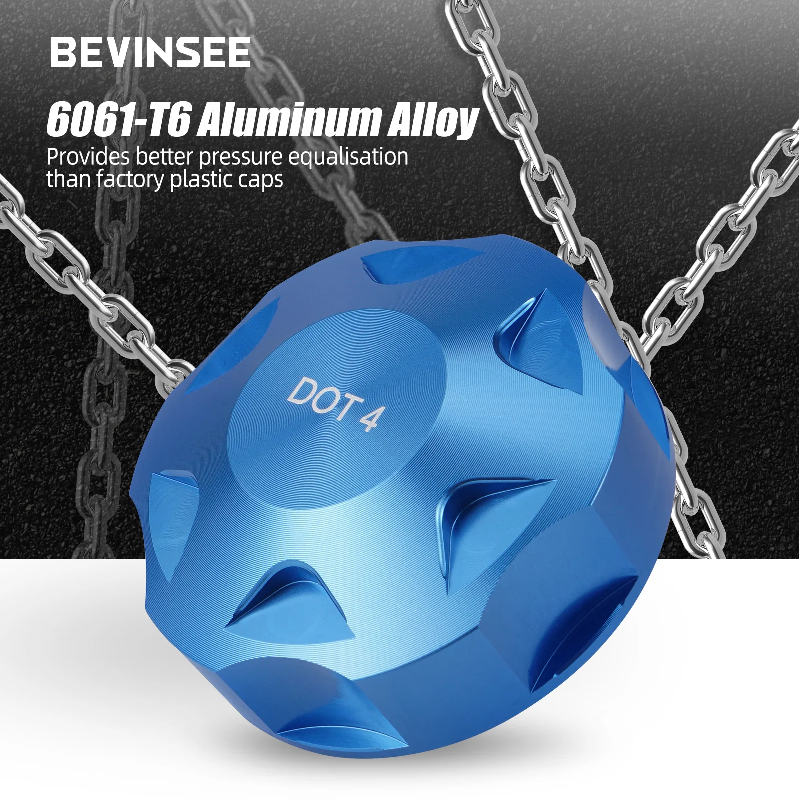 BEVINSEE Aluminium-Öleinfülldeckel & Kühlmittel-Ausgleichsbehälter-Deckel & Bremsflüssigkeitsdeckel für VW Golf 7/7.5 für Audi A3 S3 RS3 – Detail 4