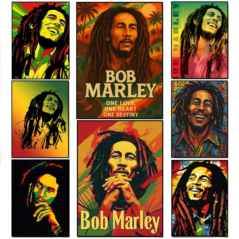 Reggae Legend B-Bob Marley Poster Artwork Self Adhesive Indoor Wall Hanging Room Decor Gift