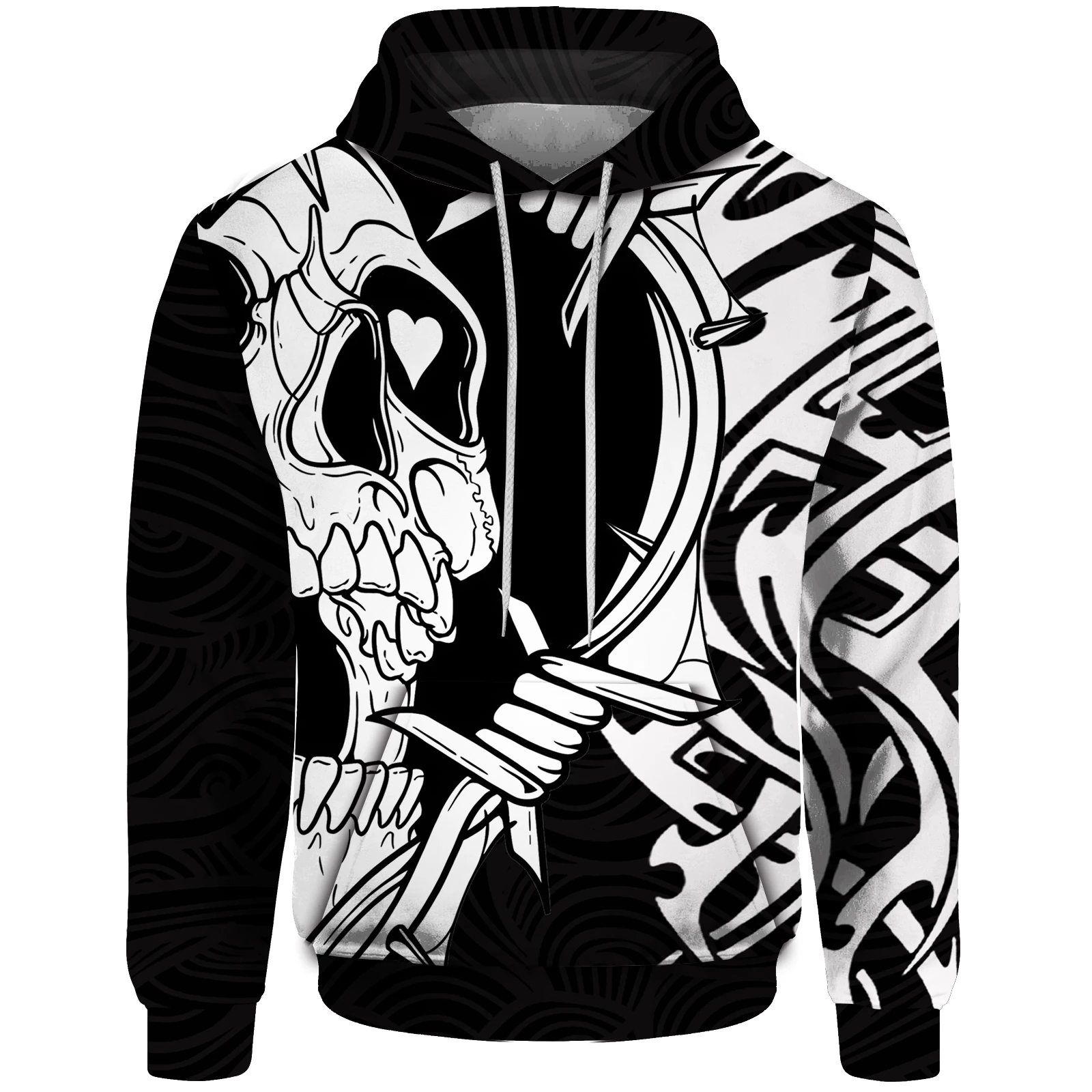 New Halloween Fall Winter 2024 Cool Fashion Athleisure Hoodie Comfort Sweatshirt Men's Sweatshirt 3D Printed Skull Pattern