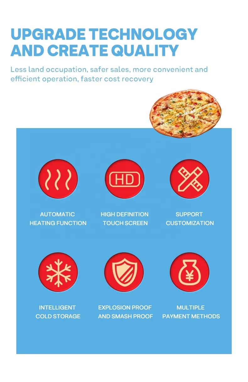 FL Pizza Vending Machine simple operation panel for parking lot unmanned hot pizza retail machine