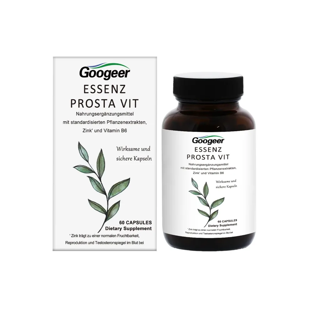 

Googeer Essenz Prosta Vit Men’s Wellness Capsules with Zinc Vitamin B6 Saw Palmetto Nettle Root Support Vitality 60 Count