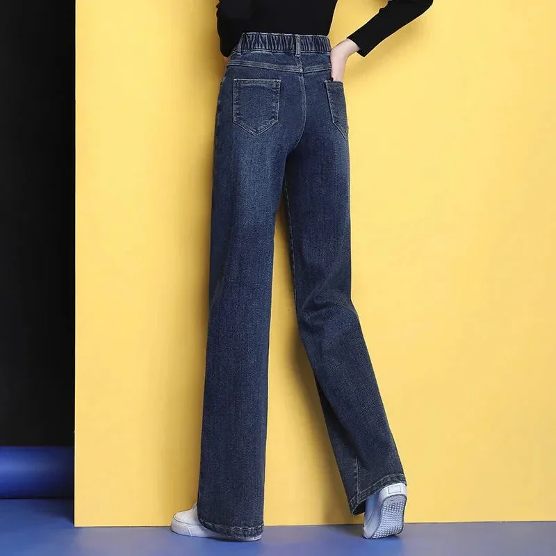 

Streetwear Wide Leg Jeans Women Korean Big Size 32 Baggy Denim Pants High Wasit Straight Vaqueros Jeansy Pantalones JJ278