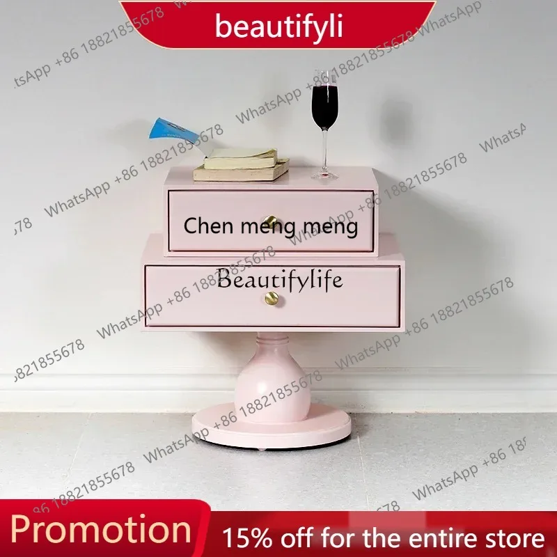 

New style Rotating solid wood bedside table Light luxury creative simple modern bedside table s8350