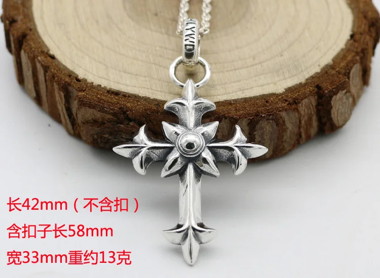 925 Sterling Silver Handmade Cross Pendant for Men, Versatile and Versatile, Anti Allergy, Small and Fresh Collar Chain for Wome