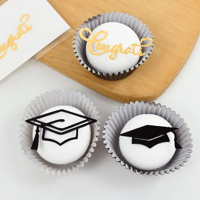 

10Pcs Congrat Bachelor Hat Cupcake Toppers Acrylic Cake Topper Graduate Party Graduation Cake Decorating Supplies Class of 2024