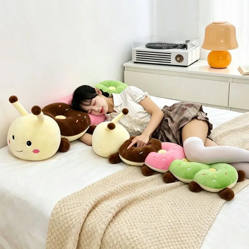 Cozy Soft Cute Colorful Donut Caterpillar Long Plush Leg Pillow for Women Sleeping Hugging Cushion Home Decor Gift