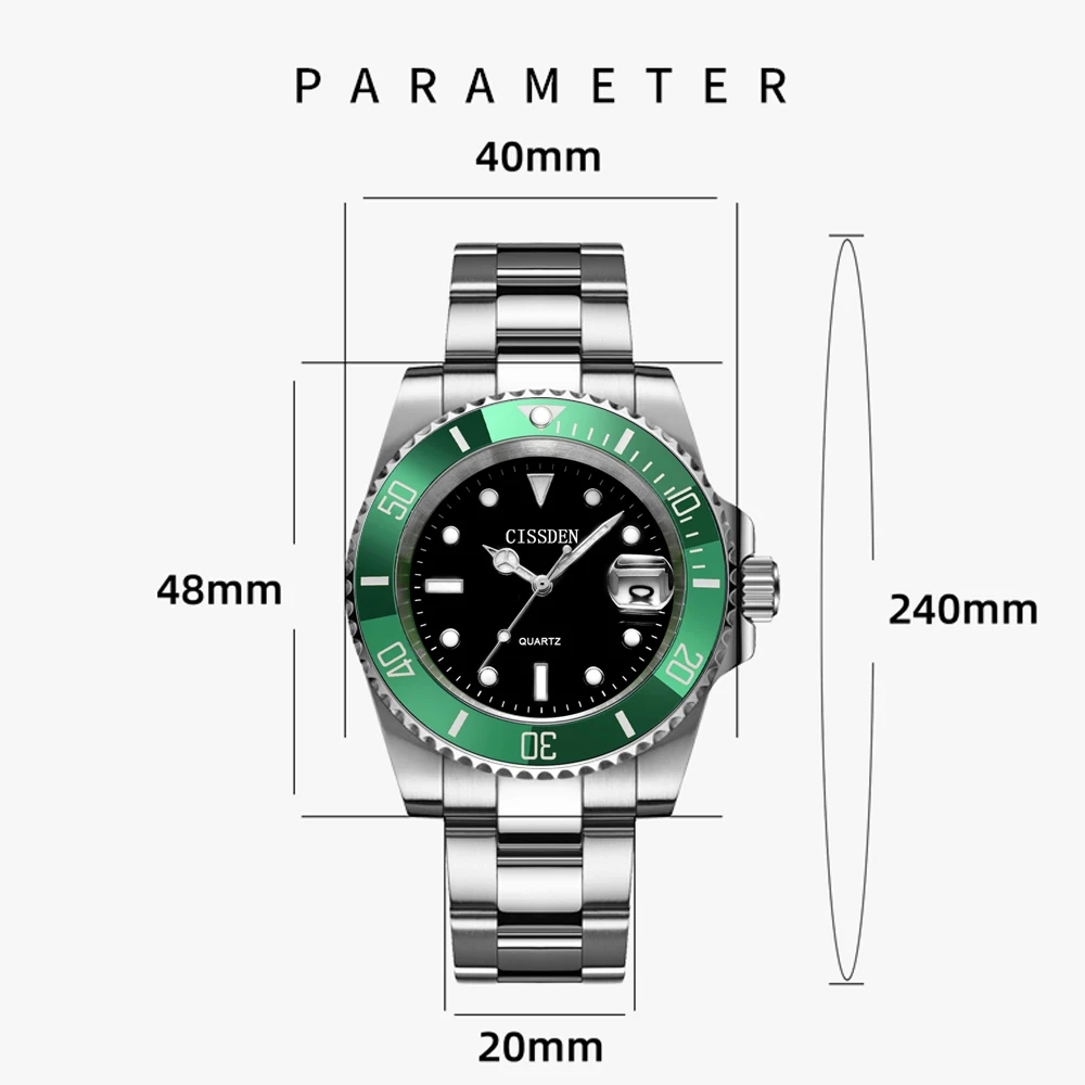 CISSDEN 2024 Men\'s Quartz wristwatche top brand luxury watch for men sport automatic date Fashion watch men waterproof clock man