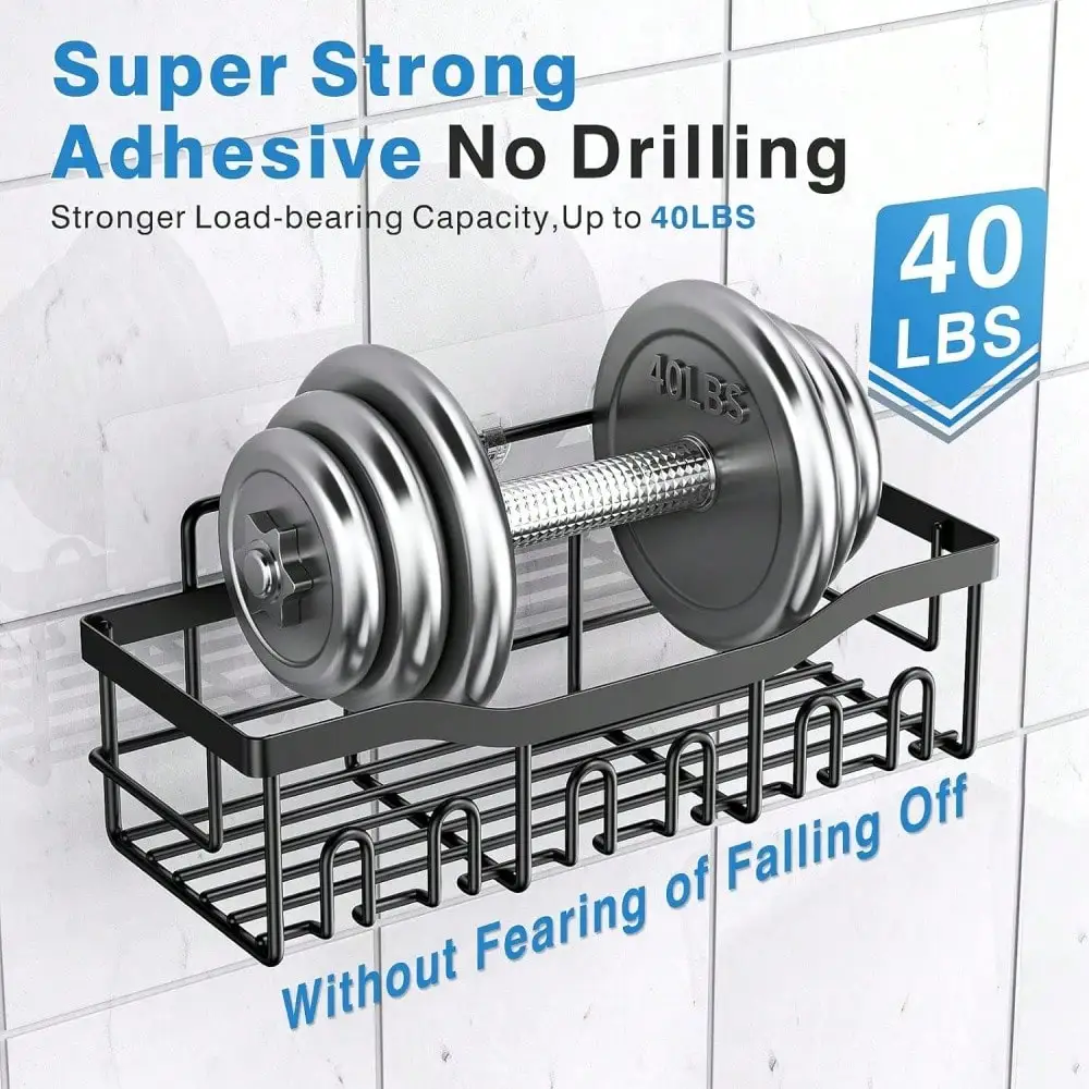 5pcs Adhesive Shower Caddy Organizer: A Rust-Proof Storage Revolution thumbnail