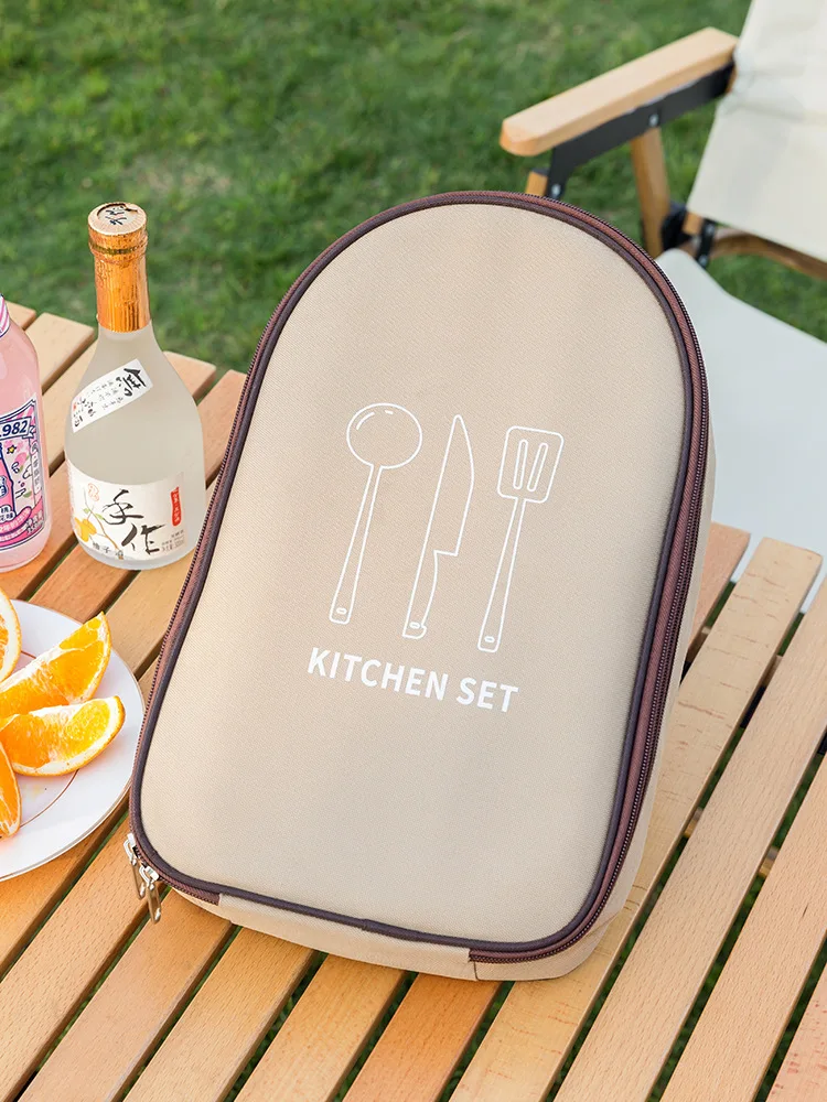 Portable Camping Kitchen Utensil Storage Bag Outdoor Tableware Organizer Pouch for Spoon Fork Knife Picnic Hiking Travel