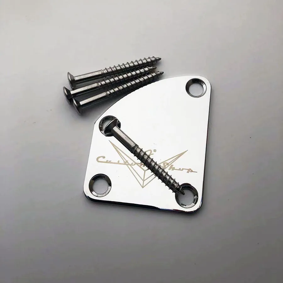 LIMITED EDITION Custom Shop Chrome/Black Neck Plate For ST/Tele Electric Guitar,Including screws