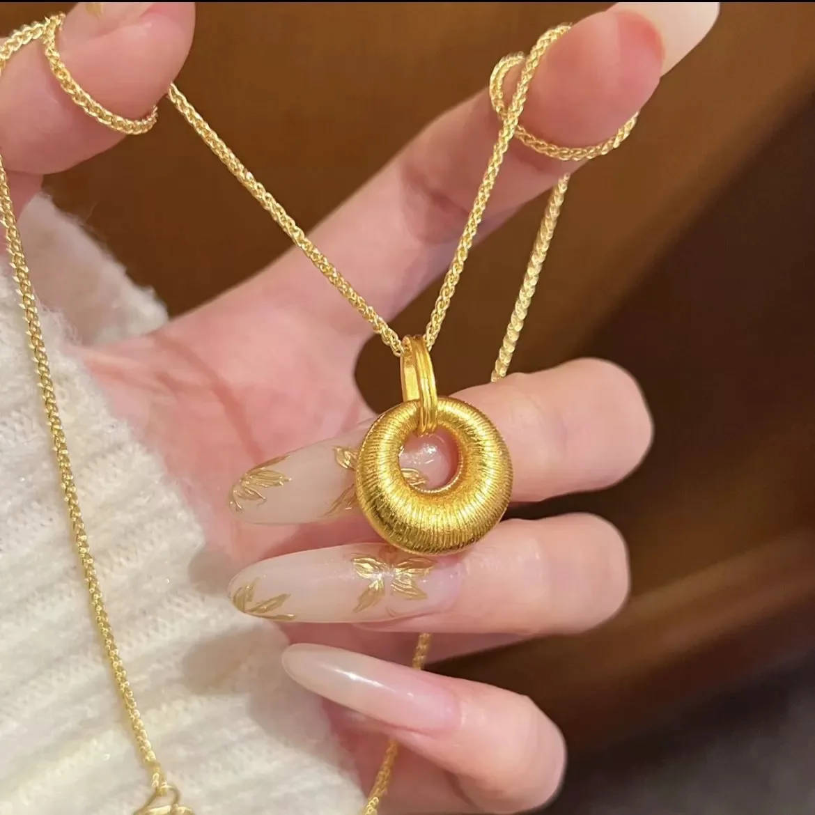 Shajin jewelry ancient filigree gold chunky fat necklace pendant women's luxurious style vintage necklace 9999gold