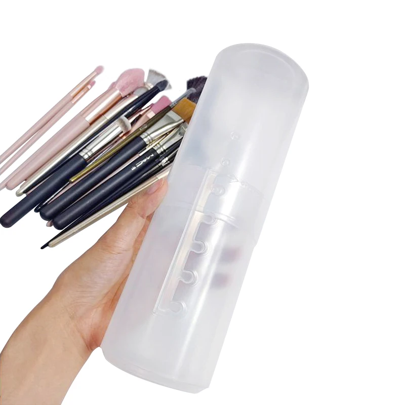 Makeup Brush Adjustable Transparent Storage Box Waterproof Dustproof Large Capacity Holder with Lid Travel Toiletry Portabl