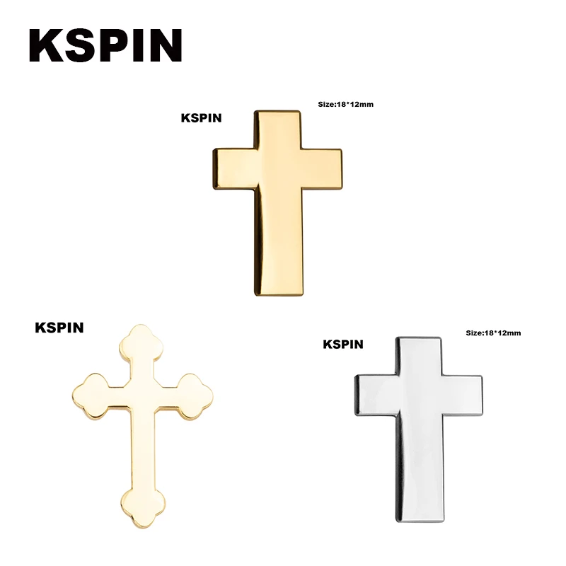 Srebrzyste metalowe plakietki z krzyżem na broszce Biżuteria Rozetten Papier XY0109-1