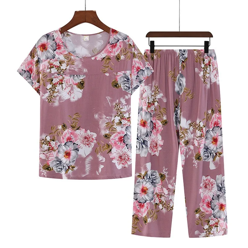 

Cotton Pajamas Women's Thin Short Sleeve Set Plus Size Women's Loungewear Can Be Breathable and Antibacterial Sleepwear