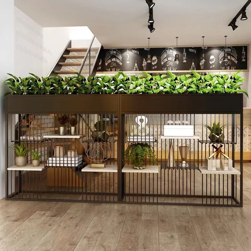 Office multi-layer partition plant creative wall cabinet floor storage aisle porch decorative rack