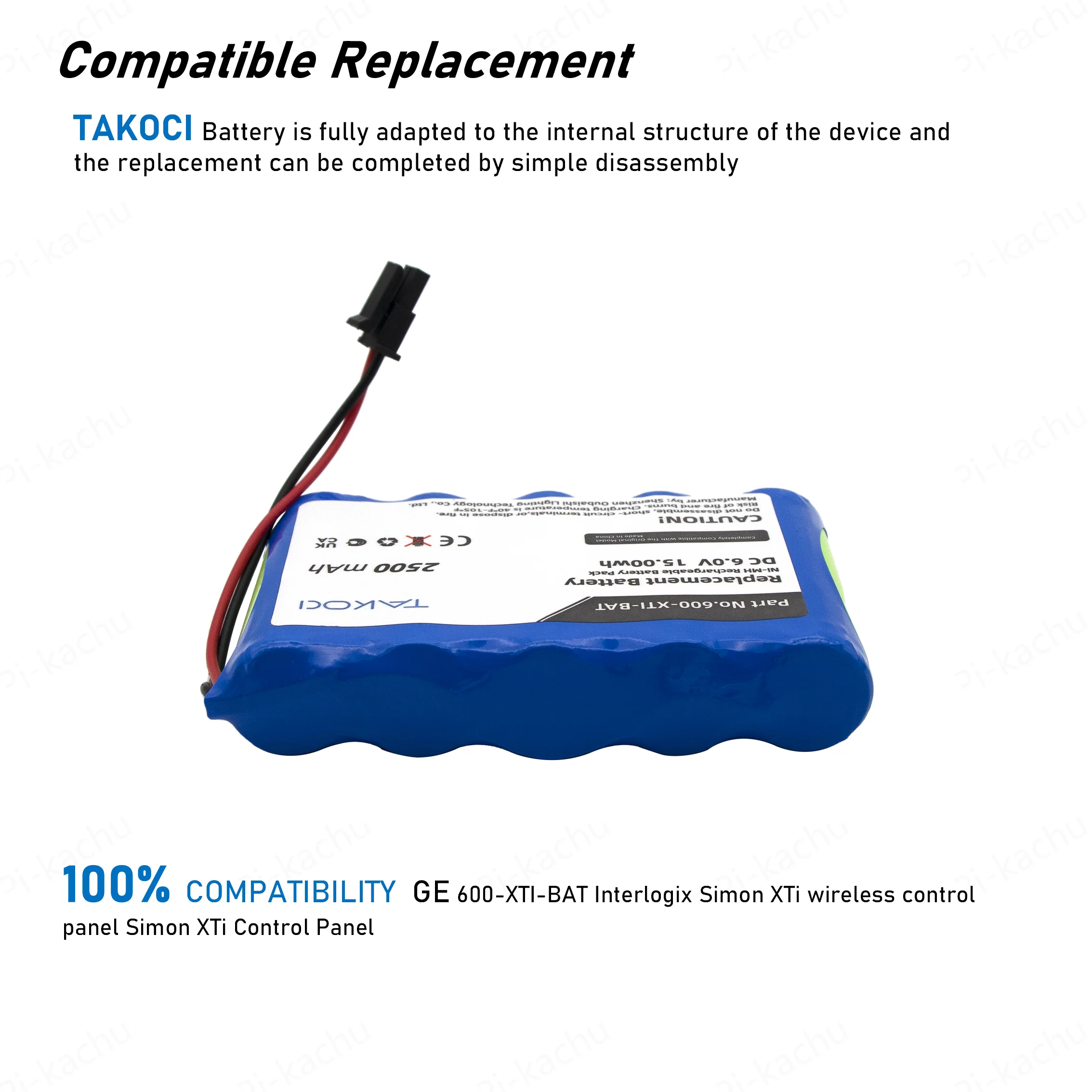 Replacement Battery for G E  Interlogix Simon XTi wireless , Simon Xti, Simon XTi Control Panel 600-XTI-BAT 6.0V/mA