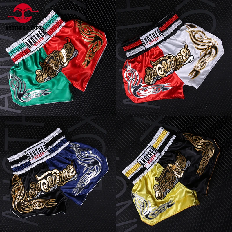 

Muay Thai Embroidery Fight Kickbo Pants Thailand Bo Shorts Men Women Kids Gym MMA Martial Arts Training Clothes