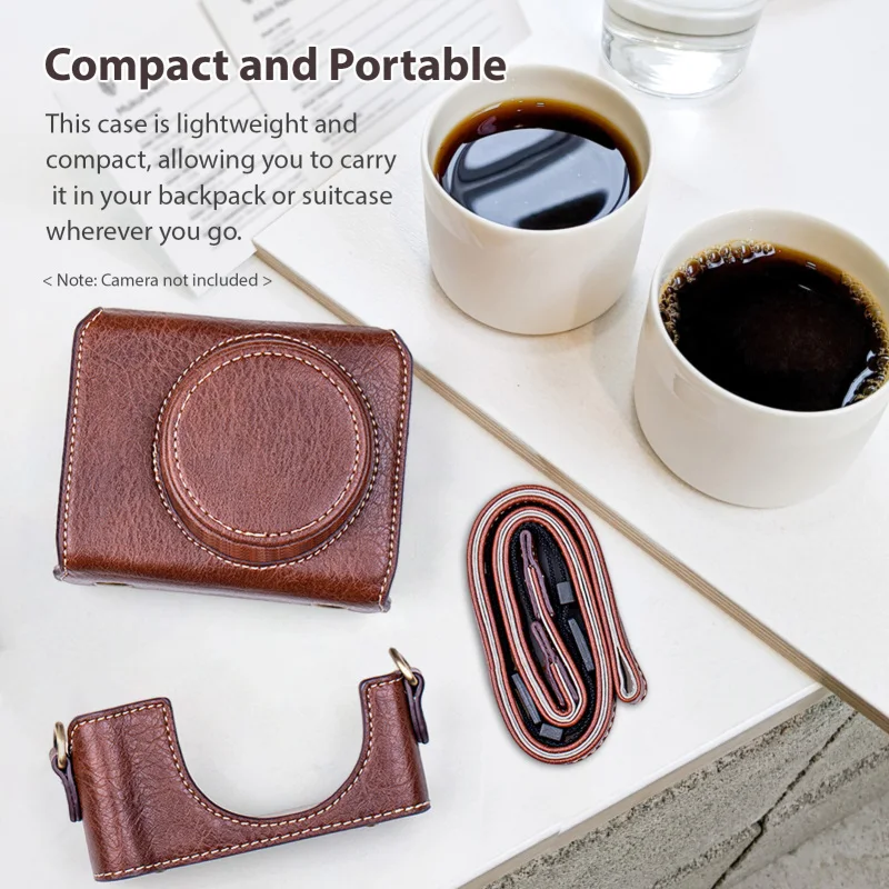 Digital Camera Protective Case PU Leather Camera Storage Bag with Removable Shoulder Strap Compatible with Sony ZV1