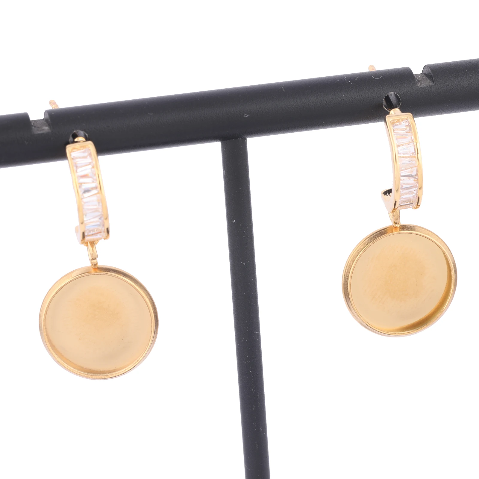 6 قطعة الزركون حجر القرط السنانير النتائج صالح 12 مللي متر كابوشون أقراط قاعدة إعداد الفراغات الفولاذ المقاوم للصدأ Findings بها بنفسك النتائج مجوهرات #2